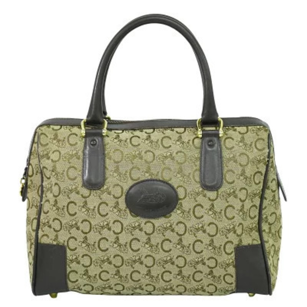 Celine Sulky Boston Bag Handbag Canvas Beige Tan